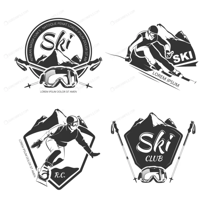 snowboarding skiing emblems labels badges logos s crc38dca2a4 size1.43mb - title:لوگوی ورزش اسکی با فرمت وکتور - اورچین فایل - format:EPS - وکتور - sku:crc38dca2a4 - keywords: p_id:91809