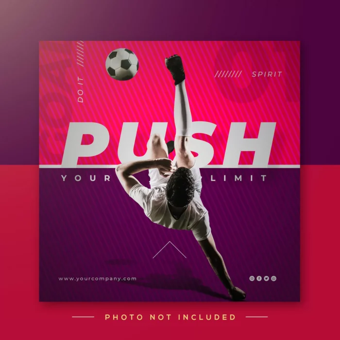 soccer sports instagram post crcf973b91d size5.41mb - title:قالب لایه باز پست اینستاگرام با موضوع باشگاه ورزشی و فوتبال - اورچین فایل - format:PSD - فتوشاپ - sku:crcf973b91d - keywords: p_id:33430