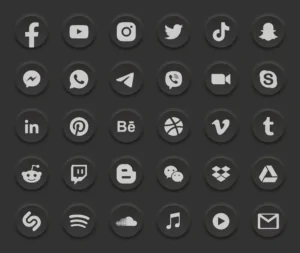 social media dark 3d round web icons set - title:Home - اورچین فایل - format: - sku: - keywords: p_id:18