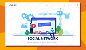 social network landing page illustration template crcd86781c5 size1.54mb - title:Home - اورچین فایل - format: - sku: - keywords: p_id:18