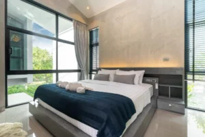 spacious modern loft bedroom with blue bed liner crc6409fe39 size6.46mb 6000x4000 - title:Home - اورچین فایل - format: - sku: - keywords: p_id:18