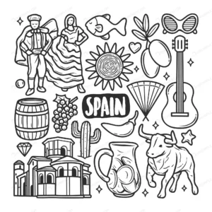 spain icons hand drawn doodle coloring crcd764d233 size4.05mb - title:Home - اورچین فایل - format: - sku: - keywords: p_id:18