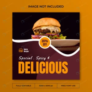 spicy burger instagram post social media template rnd457 frp30022288 - title:Home - اورچین فایل - format: - sku: - keywords: p_id:18