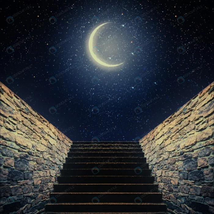 staircase rises moon night sky elements this imag crcff327467 - title:عکس باکیفیت هلال ماه - اورچین فایل - format:JPG - استوک - sku:crcff327467 - keywords: p_id:58813