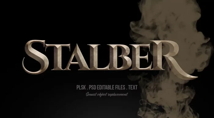 stalber 3d text style effect mockup with smoke - title:افکت متن لایه باز برنزی با استایل سینمایی - اورچین فایل - format:PSD - فتوشاپ - sku:7167 - keywords:افکت متن لایه باز برنزی با استایل سینمایی, فایل فتوشاپ, افکت متنی, دانلود رایگان, سه بعدی, فایل تکی, فایل لایه باز رایگان p_id:32371