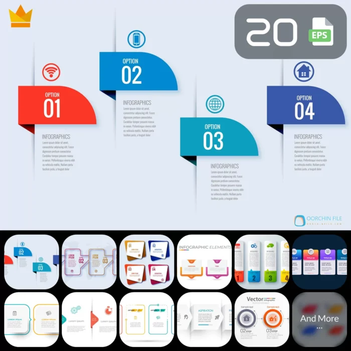 steps 20 ba - title:کالکشن وکتور 20 اینفوگرافی مرحله ایی - اورچین فایل - format:EPS - وکتور - sku:crcv20step2 - keywords: p_id:39982