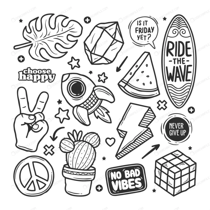 stickers hand drawn doodle crc513f5351 size3.72mb - title:وکتور روبیک و کاکتوس - اورچین فایل - format:EPS - وکتور - sku:crc513f5351 - keywords: p_id:96847