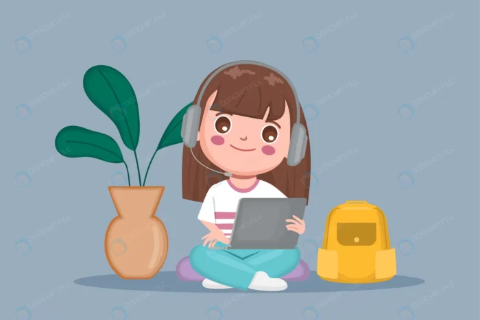 student studying home crcaacf99d7 size1.18mb 1 - title:کلاس آنلاین با کاراکتر دختر - اورچین فایل - format:EPS - وکتور - sku:crcaacf99d7 - keywords: p_id:43613