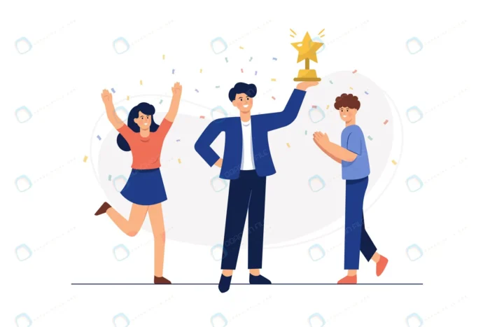 successful business man holding trophy 2 crce18599ea size1.37mb 1 - title:وکتور مرد در حال بالا بردن کاپ قهرمانی به شکل ستاره - اورچین فایل - format:EPS - وکتور - sku:crce18599ea - keywords: p_id:51072