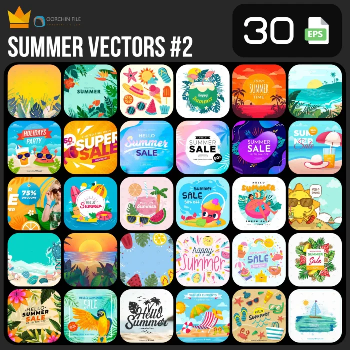 summer 2ab - title:کالکشن 30 وکتور با موضوع تابستان - اورچین فایل - format:EPS - وکتور - sku:crca833d280 - keywords: p_id:62636