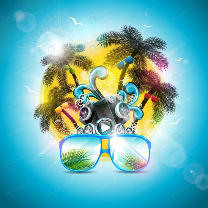 summer holiday design with speaker sunglasses crca9d4522b size10.77mb - title:وکتور ویژه تعطیلات تابستان - اورچین فایل - format:EPS - وکتور - sku:crca9d4522b - keywords: p_id:59615