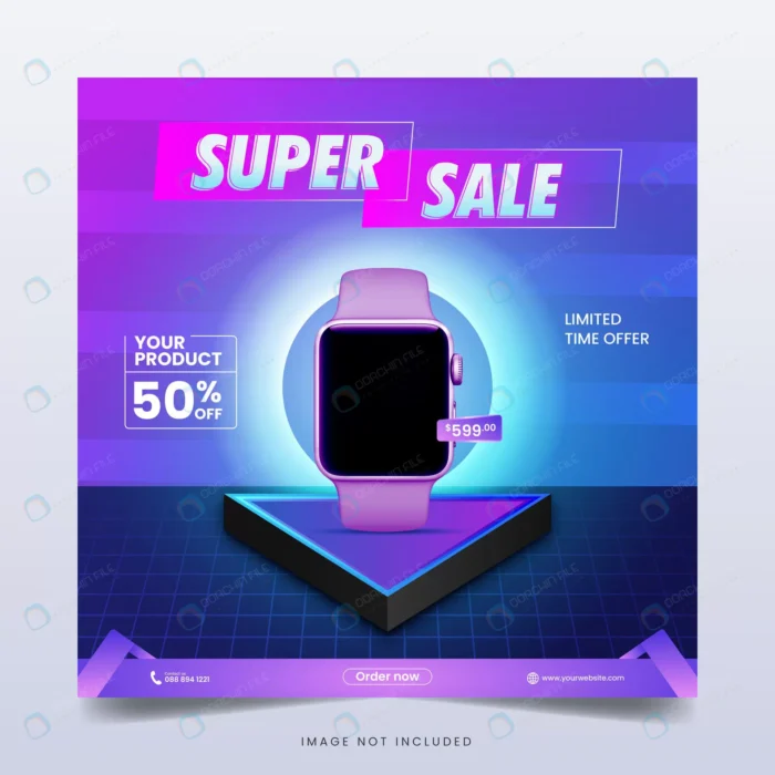 super sale promotion social media banner template crccdbdaa0b size7.49mb - title:قالب پست اینستاگرام ویژه فروش محصول - اورچین فایل - format:EPS - وکتور - sku:crccdbdaa0b - keywords: p_id:61469
