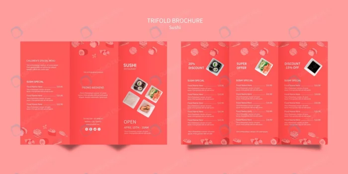 sushi brochure template design 1.webp crc47aadb7c size19.3mb 1 - title:بروشور سه لت لایه باز به شکل مستطیل پشت و رو با تم سوشی - اورچین فایل - format:PSD - فتوشاپ - sku:crc47aadb7c - keywords: p_id:47692