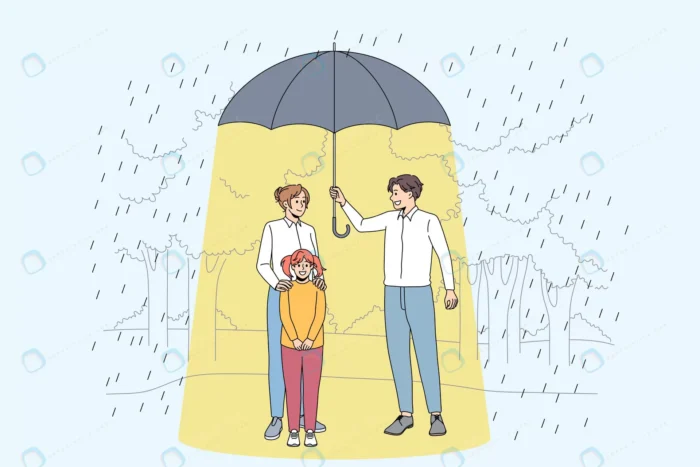 taking care support concept young smiling man sta crcb21a3305 size2.88mb 1 - title:وکتور خانواده زیر چتر در باران - اورچین فایل - format:EPS - وکتور - sku:crcb21a3305 - keywords: p_id:54967