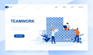 teamwork flat landing page template with header crca846fbb6 size2.18mb - title:Home - اورچین فایل - format: - sku: - keywords: p_id:18