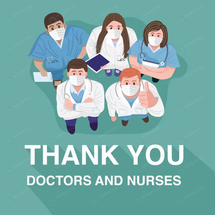 thank you doctors nurses concept top view medical crc1a05655b size881.01kb 1 - title:وکتور فلت کارتونی تشکر از کادر درمان - اورچین فایل - format:EPS - وکتور - sku:crc1a05655b - keywords: p_id:46444