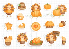 thanksgiving turkey sticker pumpkin with cute turk rnd121 frp18420397 - title:Home Main - اورچین فایل - format: - sku: - keywords: p_id:18