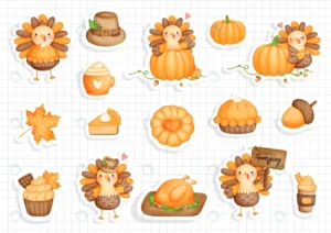 thanksgiving turkey sticker pumpkin with cute turk rnd121 frp18420397 - title:Home - اورچین فایل - format: - sku: - keywords: p_id:18