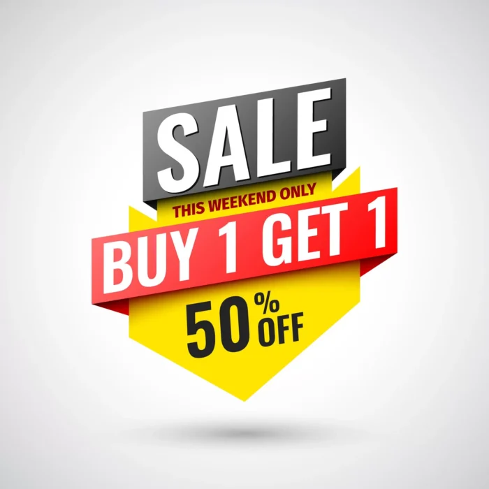 this weekend only buy 1 get 1 sale banner 50 off crc9c6f48ce size793.35kb - title:دانلود وکتور دیزاین تبلیغاتی تخفیف هفتگی - اورچین فایل - format:EPS - وکتور - sku:crc9c6f48ce - keywords: p_id:36665