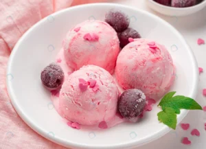 three balls ice cream with frozen cherries hearts crc47343096 size8.83mb 5530x4000 - title:Home - اورچین فایل - format: - sku: - keywords: p_id:18