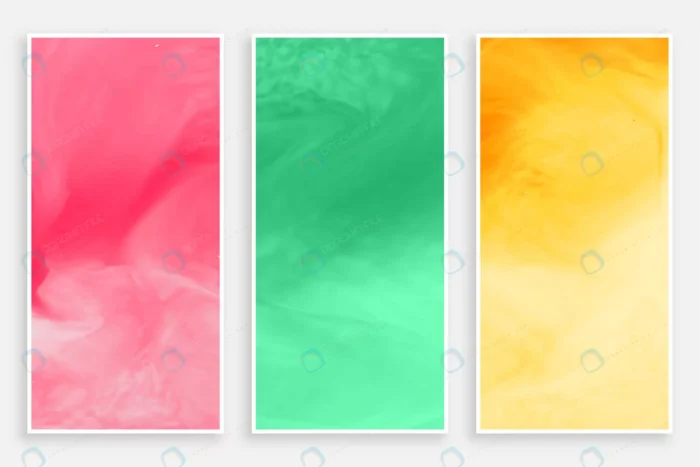 three watercolors banner different colors crc46d178ca size3.69mb - title:بنر عمودی سبک نقاشی آبرنگ - اورچین فایل - format:EPS - وکتور - sku:crc46d178ca - keywords: p_id:88039