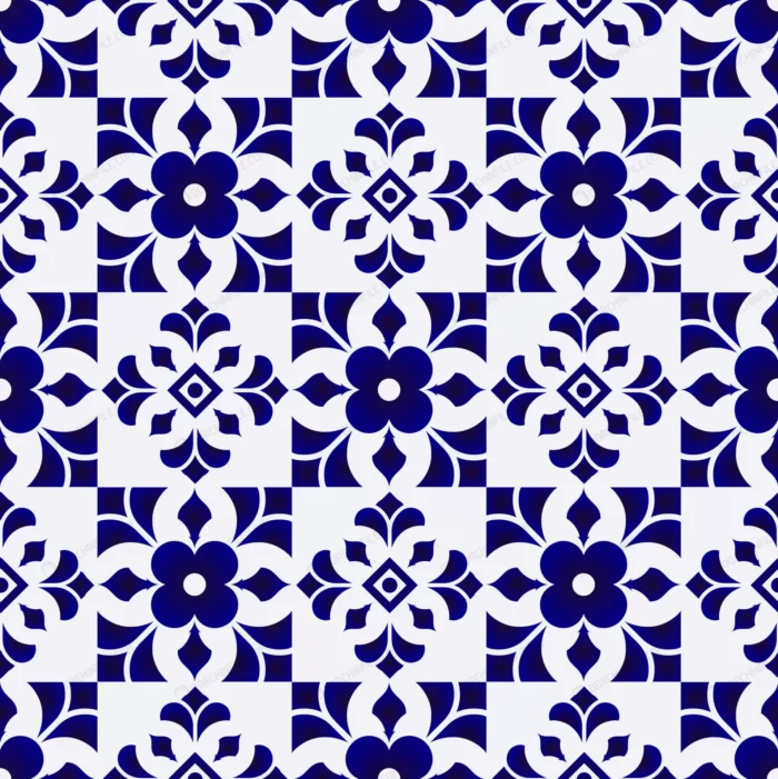 tile pattern ceramic blue white flower seamless b crcde93a012 size4.60mb - title:کاشی بدون درز طرح گل - اورچین فایل - format:EPS - وکتور - sku:crcde93a012 - keywords: p_id:101349