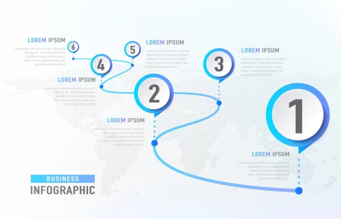 timeline infographic 6 milestone like road busine crc2d3820d1 size3.49mb - title:قالب اینفوگرافیک تجاری 6 مرحله ای - اورچین فایل - format:EPS - وکتور - sku:crc2d3820d1 - keywords: p_id:38849