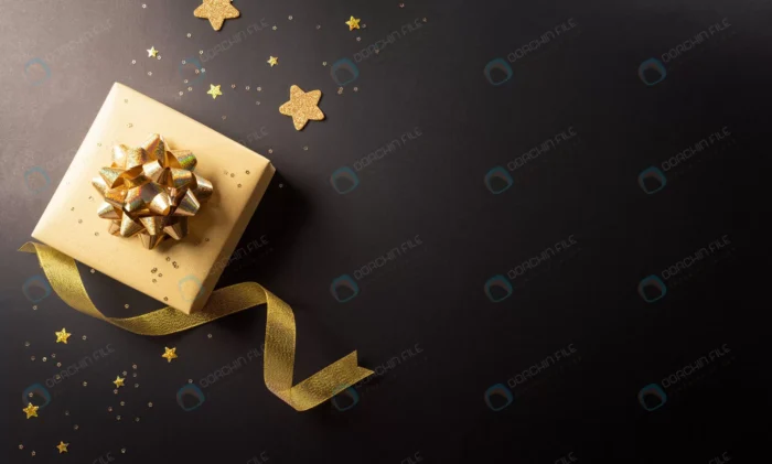 top view black friday christmas gift box ribbon d crcf8344456 - title:تصویر استوک جعبه زرد با روبان طلایی - اورچین فایل - format:JPG - استوک - sku:crcf8344456 - keywords: p_id:64181