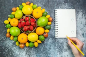 top view fresh fruits composition with red strawb crcb049dcbb size16.55mb 5600x3733 - title:Home - اورچین فایل - format: - sku: - keywords: p_id:18