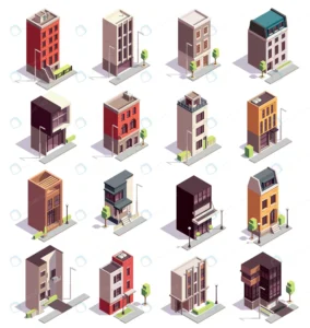 townhouse buildings isometric set sixteen isolate crc4d15d11d size5.18mb - title:Home - اورچین فایل - format: - sku: - keywords: p_id:18