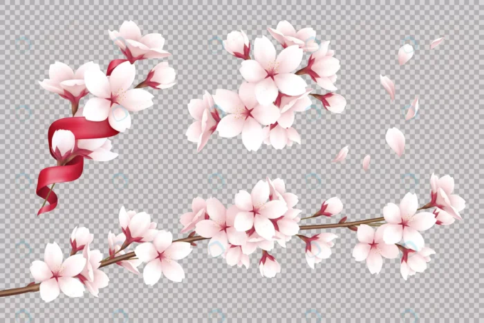 transparent realistic blooming cherry flowers pet crcf588299d size4.63mb - title:وکتور شکوفه گیلاس بدون بک گراند - اورچین فایل - format:EPS - وکتور - sku:crcf588299d - keywords: p_id:55174