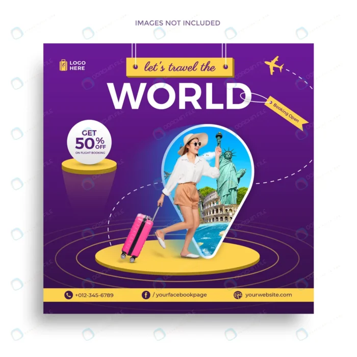 travel social media post banner template holiday t rnd671 frp14933122 - title:قالب لایه باز پست اینستاگرام مسافرتی - اورچین فایل - format:PSD - فتوشاپ - sku:frp14933122 - keywords: p_id:72831