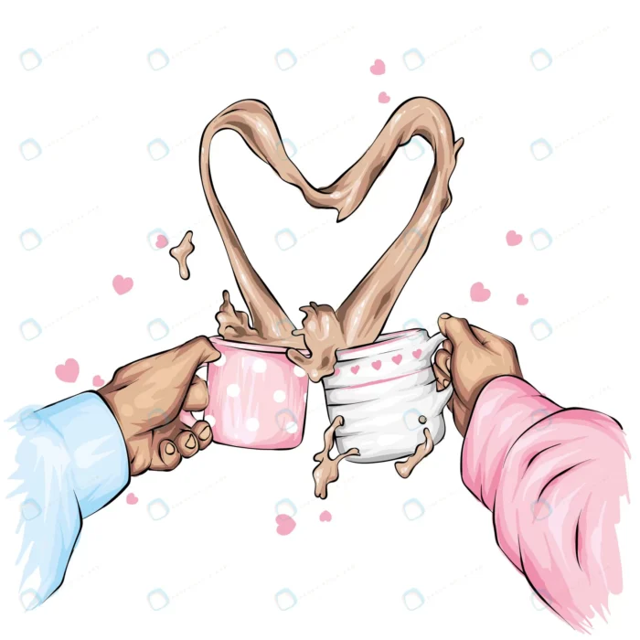 two hands with cups cocoa love valentine s day.jp crcb94a2e8a size3.71mb - title:وکتور فنجان قهوه در دست دختر و پسر - اورچین فایل - format:EPS - وکتور - sku:crcb94a2e8a - keywords: p_id:76121