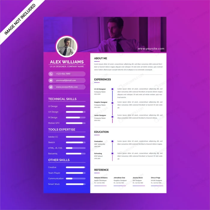 ultra modern gradient resume cv crcb6857de1 size5.79mb - title:رزومه کاری به رنگ سفید و بنفش - اورچین فایل - format:EPS - وکتور - sku:crcb6857de1 - keywords:رزومه کاری به رنگ سفید و بنفش p_id:102051