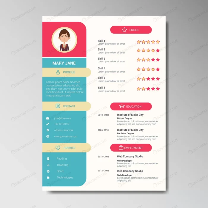 unique flat color curriculum vitae design templat crc1db5ee9d size2.54mb - title:قالب آماده رزومه کاری - اورچین فایل - format:EPS - وکتور - sku:crc1db5ee9d - keywords:قالب آماده رزومه کاری p_id:102053