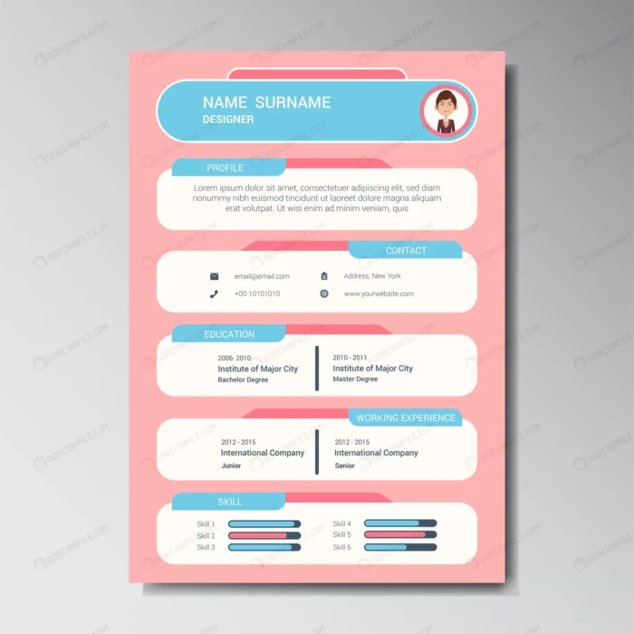 unique flat color curriculum vitae design templat crc66f08493 size1.97mb - title:قالب آماده رزومه شرکت - اورچین فایل - format:EPS - وکتور - sku:crc66f08493 - keywords:قالب آماده رزومه شرکت p_id:102055