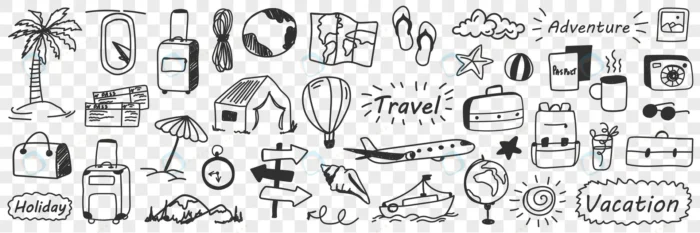 vacations adventure doodle set collection hand dra rnd512 frp13258646 - title:مجموعه وکتور عناصر گردشگری - اورچین فایل - format:EPS - وکتور - sku:frp13258646 - keywords: p_id:72491