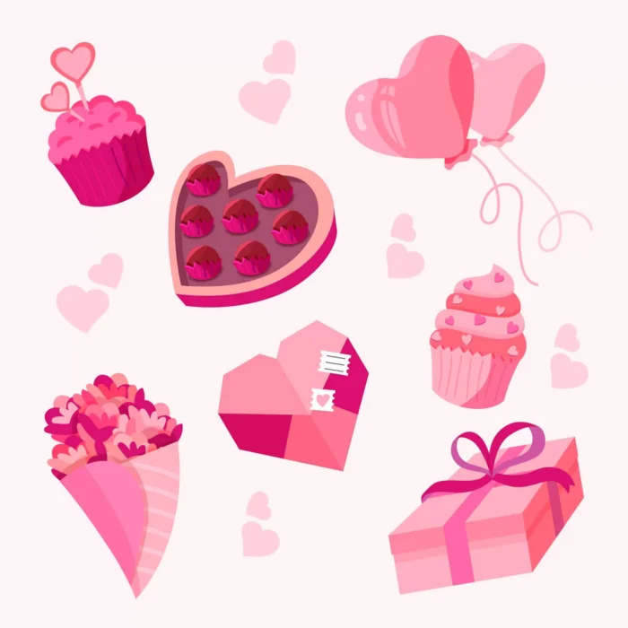 valentine elements flat design - title:دانلود وکتور فلت فانتزی عناصر ویژه روز ولنتاین - اورچین فایل - format:EPS - وکتور - sku:4653 - keywords: p_id:30279