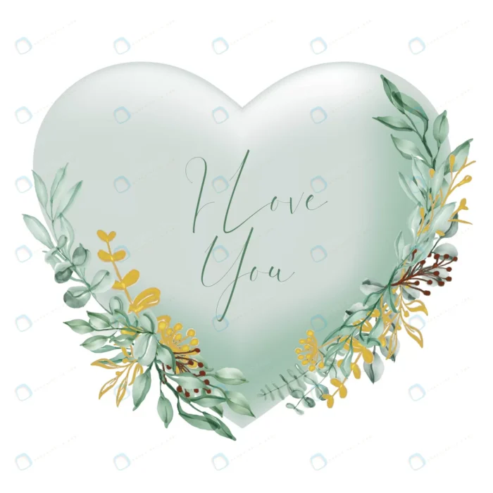 valentine green heart shape i love you words with crc9acd2379 size5.10mb - title:وکتور قلب با حاشیه گل - اورچین فایل - format:EPS - وکتور - sku:crc9acd2379 - keywords: p_id:90345