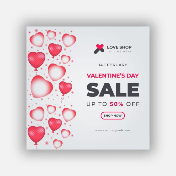 valentine s day sale banner social media post tem crc1242041d size1.39mb - title:دانلود طرح تخفیف ویژه ولنتاین با فرمت وکتور - اورچین فایل - format:EPS - وکتور - sku:crc1242041d - keywords: p_id:34443