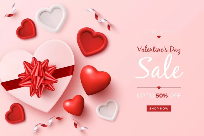 valentine s day sale promo with realistic element crc9b16641a size11.75mb - title:طرح فروش فوق العاده روز ولنتاین با فرمت وکتور - اورچین فایل - format:EPS - وکتور - sku:crc9b16641a - keywords: p_id:34447