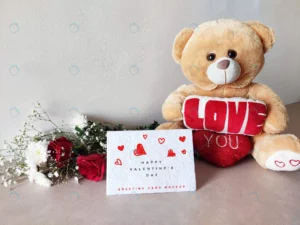 valentines day greeting card mockup with teddy.jp crc23ff055a size64.24mb - title:Home - اورچین فایل - format: - sku: - keywords: p_id:18