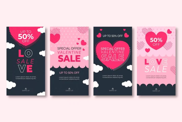 valentines day sale instagram stories collection crcaf94eedc size2.79mb - title:دانلود وکتور استوری اینستاگرام ویژه تخفیف روز ولنتاین - اورچین فایل - format:EPS - وکتور - sku:crcaf94eedc - keywords: p_id:34317