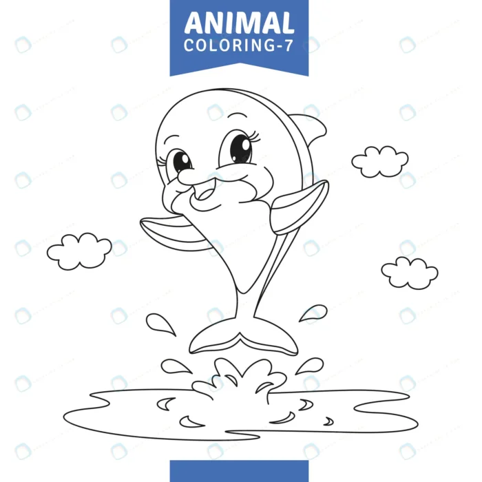vector illustration animal coloring page crc4f8ca225 size1.03mb - title:دانلود کاراکتر دلفین برای رنگ آمیزی - اورچین فایل - format:EPS - وکتور - sku:crc4f8ca225 - keywords: p_id:40514