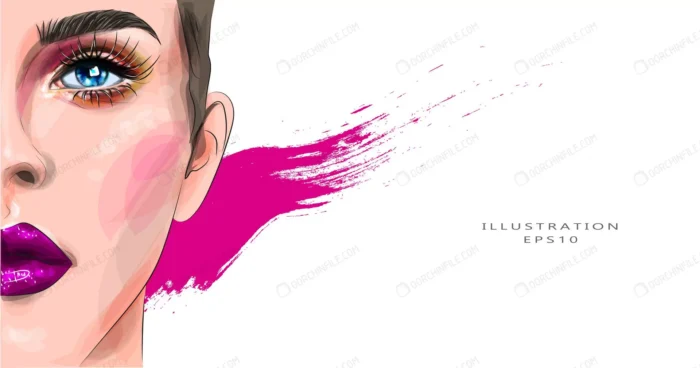 vector illustration beautiful woman with makeup crc7432ab04 size5.16mb - title:کاراکتر زن با چشم های آبی - اورچین فایل - format:EPS - وکتور - sku:crc7432ab04 - keywords: p_id:92997
