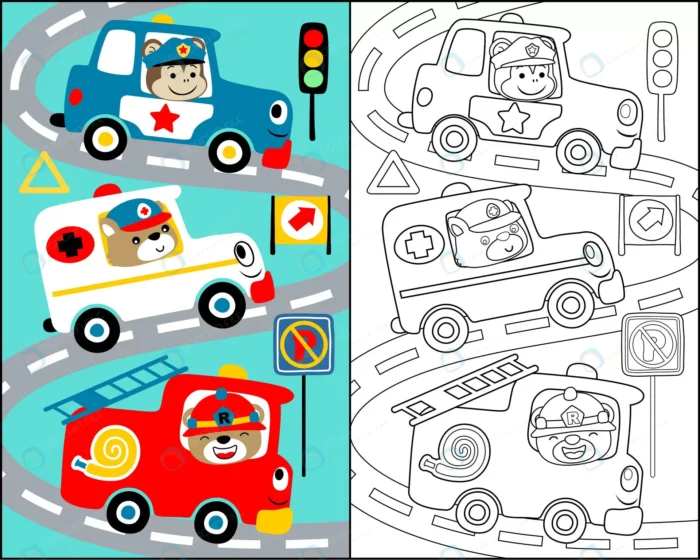 vector illustration with rescue team cartoon crc8894e6c5 size1.97mb - title:کاراکتر وسایل نقلیه ویژه رنگ آمیزی - اورچین فایل - format:EPS - وکتور - sku:crc8894e6c5 - keywords: p_id:40538