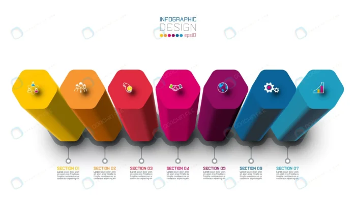 vector infographic label design with hexagon colu crc0696c29f size12.95mb - title:اینفوگرافیک 7 مرحله ای شش ضلعی - اورچین فایل - format:EPS - وکتور - sku:crc0696c29f - keywords: p_id:87467