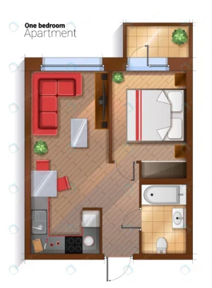 vector modern one bedroom apartment top view illu crc2156cf0d size3.87mb 1 - title:Home - اورچین فایل - format: - sku: - keywords: p_id:18