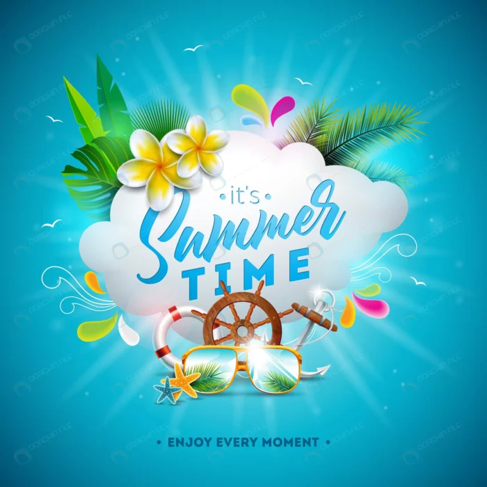 vector summer time illustration with flower sungl crcf2dccdda size3.76mb - title:وکتور تمپلیت پست تابستانه - اورچین فایل - format:EPS - وکتور - sku:crcf2dccdda - keywords: p_id:59663