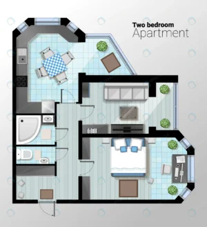 vector top view illustration modern two bedroom a crc63301980 size2.02mb - title:Home - اورچین فایل - format: - sku: - keywords: p_id:18